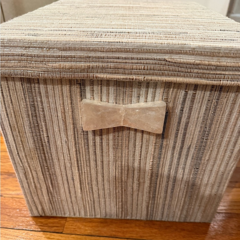 Elegant Tan Storage Box with Bow Accent